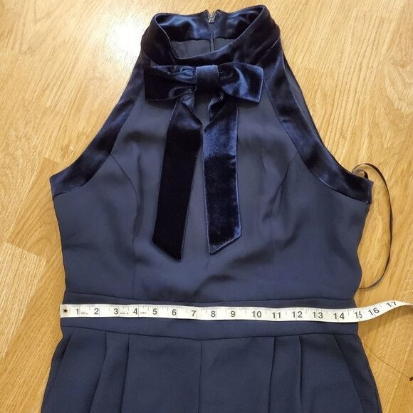 1901 Velvet Trim Halter Jumpsuit sz 8 in Navy - Picture 8 of 13